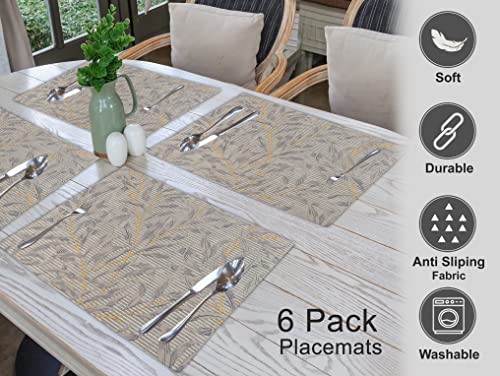 Ruvanti Placemats Set of 6, 100% Cotton Place Mats of 13"x19" – Leafy - color: Leafy
