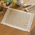 Boho Woven Placemats Set of 4, 14x18 Inch Heat Resistant Dinner Mats - color: Coffee Bx