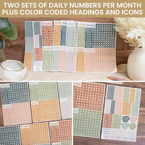 bloom daily planners Neutral Aesthetic Calendar Essentials Planner Stickers - 8 Sheets, 1629 Stickers Per Pack! - Color Coordinating Monthly Headings, Dates, Icons, Etc. - Sweater Weather - color: Sweater Weather