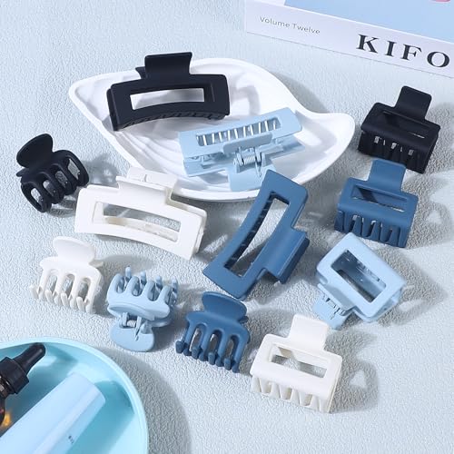 SMKSL 12 Pcs Hair Claw Clips for Women & Girls 3 Styles Hair Accessories - color: Blue