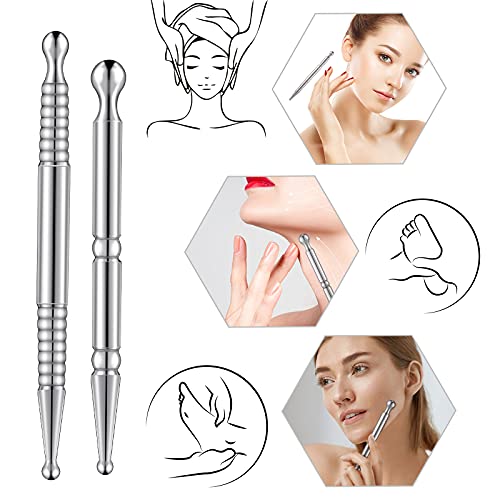 Nuanchu 2 Pcs Acupuncture Pen Dual Head, Stainless Steel Reflexology Tool