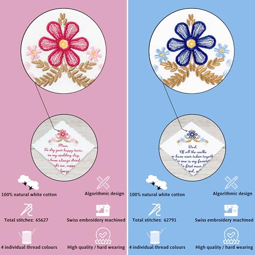 Mother of the Groom Gift Wedding Handkerchief Something Blue - color: Mom & Dad