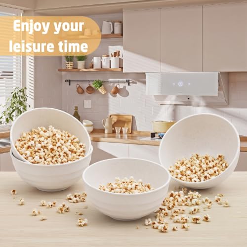 60oz Wheat Straw Bowls Set of 6, Unbreakable Ramen Bowl - White - color: White, size: 60 Oz