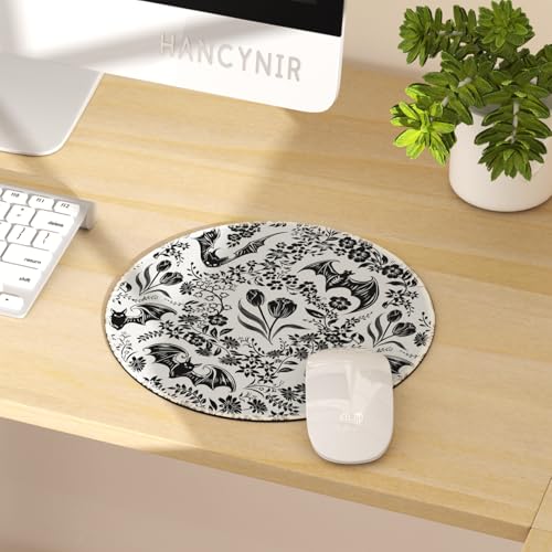 Hancynir Goth Bat Floral Round Mouse Pad, Small Mousepad for Office Desk - color: Goth Bat