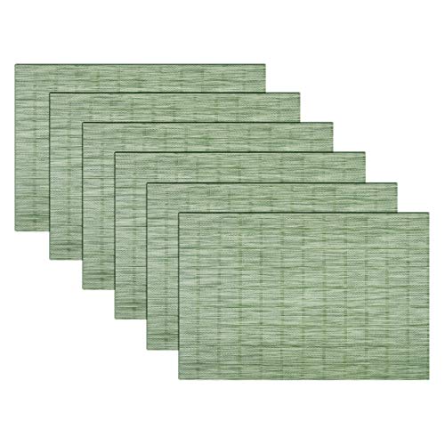 Woven Placemats Set of 6 Vinyl Heat-Resistant Table Mats Washable Kitchen Placemats for Dining Room (Grass Green) - color: Checkered: Green, size: 6 Placemats