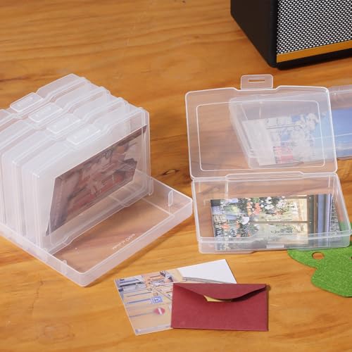 novelinks 6 Pcs 4"x6" Plastic Photo Storage Boxes with Tray (Clear 2Pack) - color: Clear 2 Pack