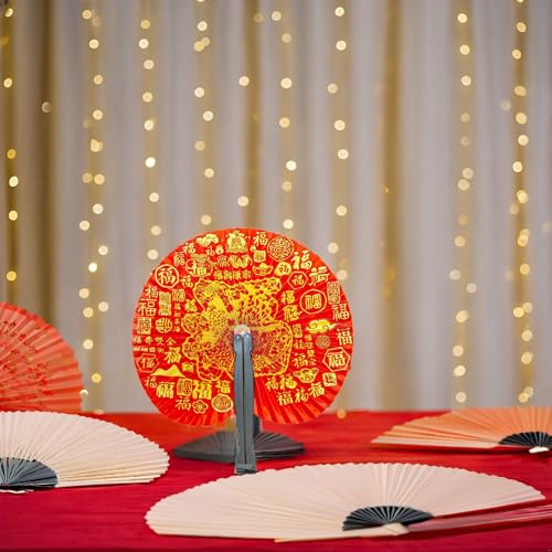 20 Pieces Chinese Dragon and Phoenix Paper Fans - color: Chinese Dragon and Phoenix, size: 20 PCS