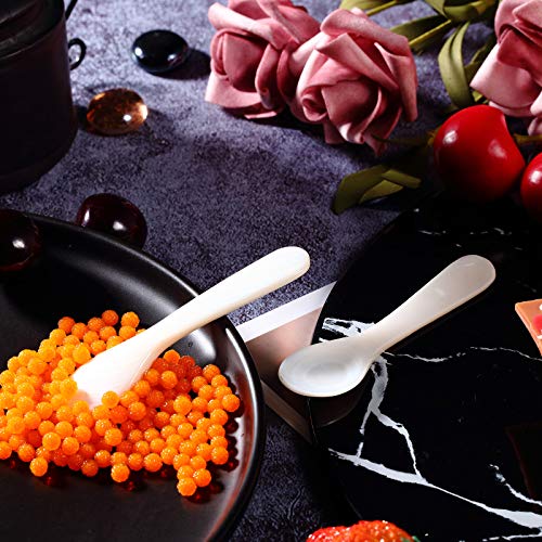 Patelai 10 Pieces Mother of Pearl Caviar Spoons Round Handle, 7cm/2.75 Inch - size: 2.75 inches