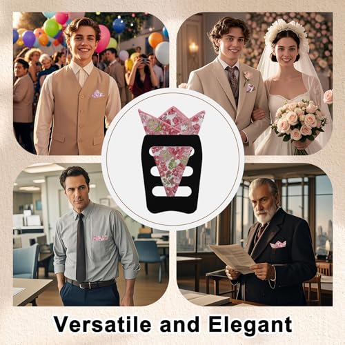 Cotton Floral Handkerchiefs for Men Wedding Evening Daily Work Prom - color: Pink,green,white