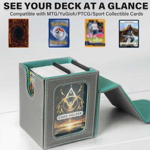 Card Deck Box for MTG Commander, Deck Case Holds 100 Double-Sleeved Cards - color: Gray & Blue, size: 1 Box