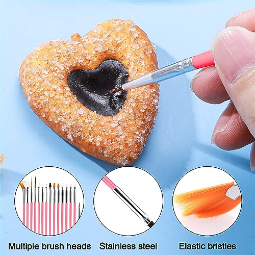 15pcs Cake Painting Brushes, Cake Decorating Brushes Kit Food Safe Paint Brush Tools,Fondant Sugar Cookie Painting Brushes Supplies for Cookie Cake Decoration (Pink) - color: Pink