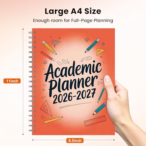 Oucaru 2026-2027 Academic Planner, 8.5"x11" Weekly Monthly Calendar Planner - color: Orange（8.5"x11"）