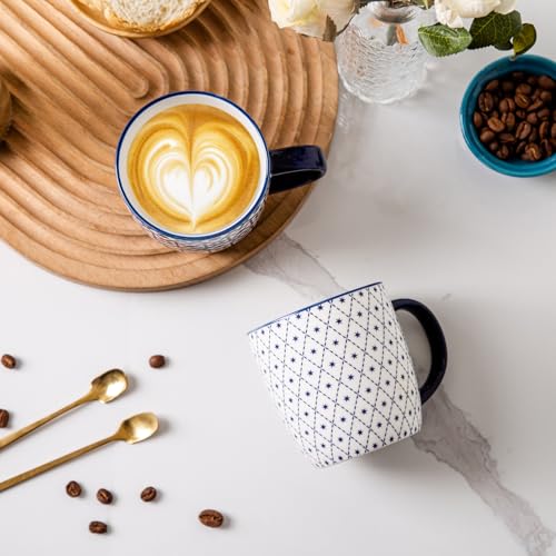 10 Oz Ceramic Coffee Mugs Set of 6 - color: Vintage Blue, size: 10 oz