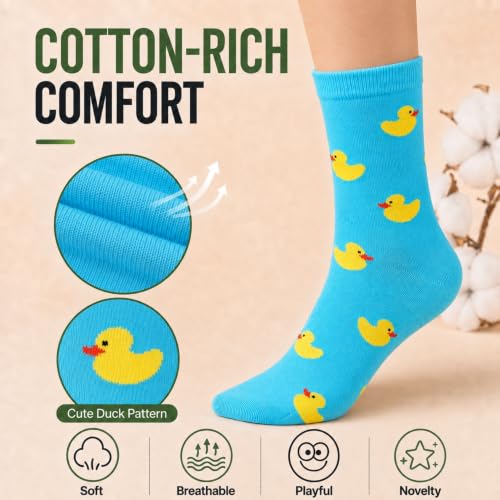 KONY Women's Animal Socks, Cotton Crew Fun Novelty Gifts, 5 Pairs - color: 5 Ducks - 5 Pairs