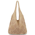 hatisan Crochet Bag for Women, Handmade Knit Beach Tote Bag Summer - color: A-khaki