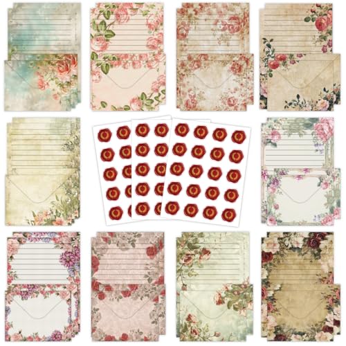 FUNCLASS 160 Pcs Vintage Floral Stationery Set Letter and Envelopes - color: Vintage Floral