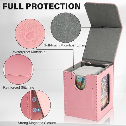 Card Deck Box for MTG Commander, Deck Case Holds 100 Double-Sleeved Cards - color: Pink & Gray, size: 1 Box