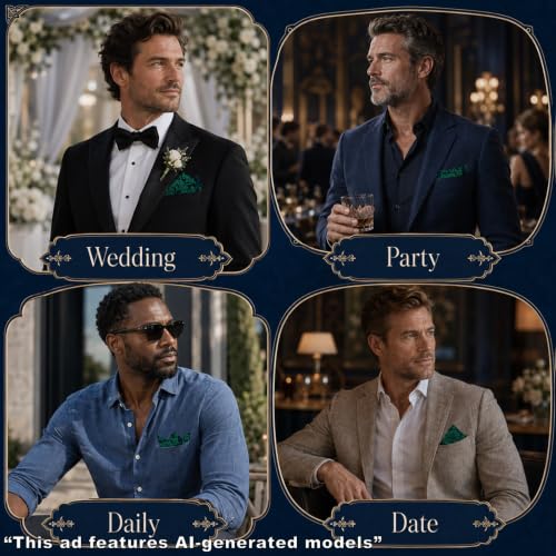 Handkerchiefs for Men with Holder Vantige Pocket Squares for Men - color: Dark Green