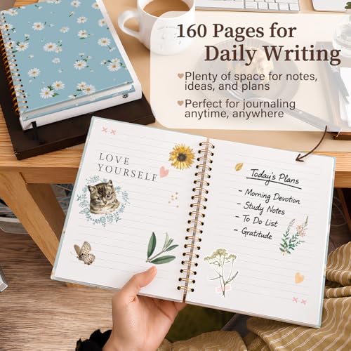 Enkvke Daisy Flower Spiral Notebook Journal A5 - color: Flower-Daisy-A5