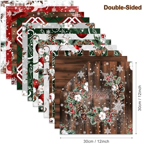 Christmas Scrapbook Pattern Paper Supplies 12×12,24 Sheets Double-Sided Christmas Gingham Scrapbooking CardStock Paper Pad for Holiday Cardmaking DIY Junk Journal Papers - color: Merry Christmas 2