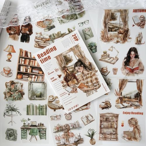 Reading Stickers for Scrapbooking, People Journal Stickers for Scrapbook - color: Reading Time