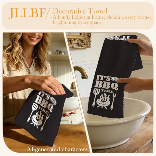 Funny Grilling BBQ Hand Towels for Kitchen - color: Bbq Time
