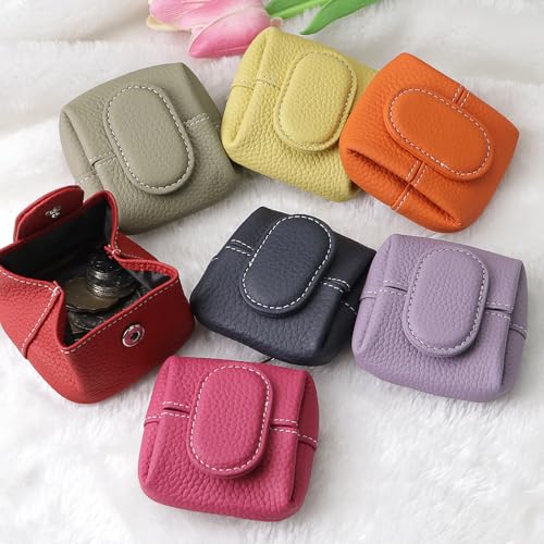 Royal Bagger Genuine Cowhide Leather Coin Purse for Women, Lychee Pattern Mini Change Pouch with Buckle Closure, Compact Accessory Bag 1603 (Black) - color: Black