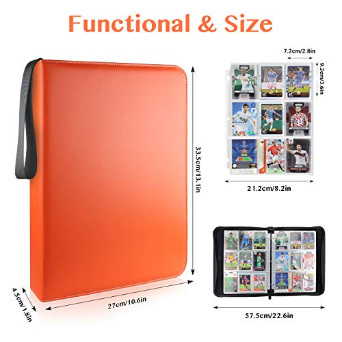 9-Pocket TONESPAC Portable Trading Cards Binder, Holds 900 Cards, Orange - color: Orange