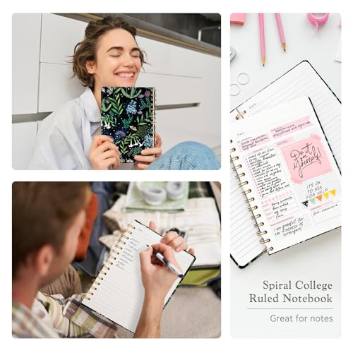Lined Spiral Journal Notebook for Work A5, 160 Pages, Green Leaf Starry Sky - color: Green Leaf Starry Sky