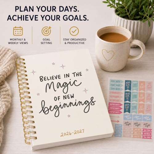 WORLD TRAVELER Academic Planner School Organizer Jul 2026-Dec 2027, 7"x9" - color: Ivory Magic