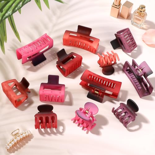 SMKSL 12 Pcs Hair Claw Clips for Women & Girls 3 Styles Hair Accessories - color: Tropic Heat Ombre