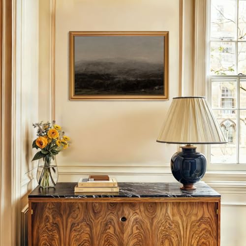 Gold Framed Wall Art Vintage Landscape Farmhouse Dark Canvas Print Decor - color: Vintage landscape 2, size: 16"x24"