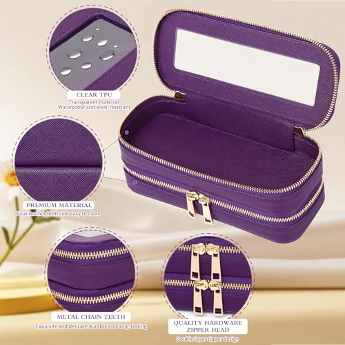 Pinkmik Double Layer Makeup Bag, D.Purple - color: B3/D.Purple, size: 2-Layer SLIM