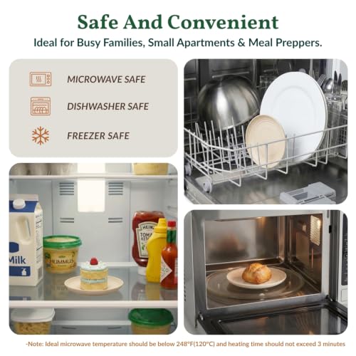 Homienly Small Plates | 5.7 Inch Lightweight & Unbreakable Wheat Straw Plates | Mini Dessert Plate Set, Microwave & Dishwasher Safe Set of 8 -Beige - color: Beige, size: 5.7 Inch