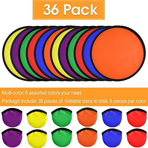 Mototo 36 Pieces Foldable Flying Disc Fans with Bag Folding Pocket Toy Set for Kids Fun Birthday Party Favors Summer Outdoor Activity Game Halloween Christmas, 6 Colors (Colorful 1) - color: Colorful 1