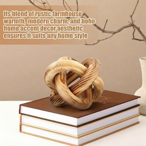 Yalikop 3 Link Wood Knot Decor Rustic Table Shelf Accents, Burnt - color: Burnt