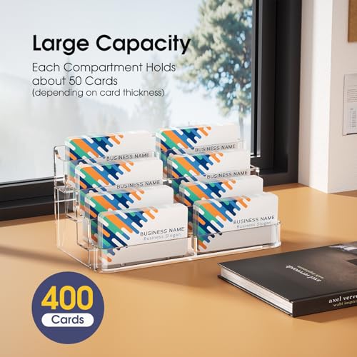 MaxGear Acrylic Business Card Holder, Desktop Card Display Stand, 8 Pockets