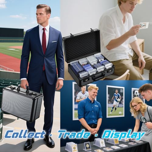 Large Graded Card Storage Box 4-Row with Combo Lock - Sports Trading Cards Case for 150+ Slabs, 540+Toploaders or 1500+ Loose Cards - color: Black 4-Row