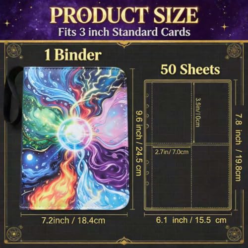 4 Pockets Card Collection Binder with 400 pocketsCapacity -Eight Sprite Evolution Element Backgrounds, Ideal for Photocard & Trading Card Storage - color: Colorful