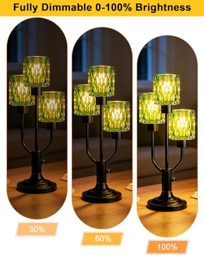 Lightdot Mid Century Modern Green Glass Table Lamp Bulbs Included Dimmable - color: 12-Black-Green-Cylinder