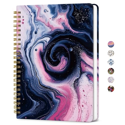 ZOTIA Lined Spiral Journal for Women, A5 Pretty Hardcover Notebook for Work, School & Office Writing, Aesthetic Writing Journal College Ruled, 140 Pages, 5.8" x 8.3", Pink Vortex - color: I-Pink Vortex