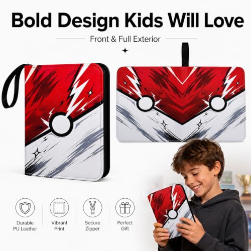 Kidnobia 4-Pocket Trading Card Binder with Zipper Gift Box - size: Small