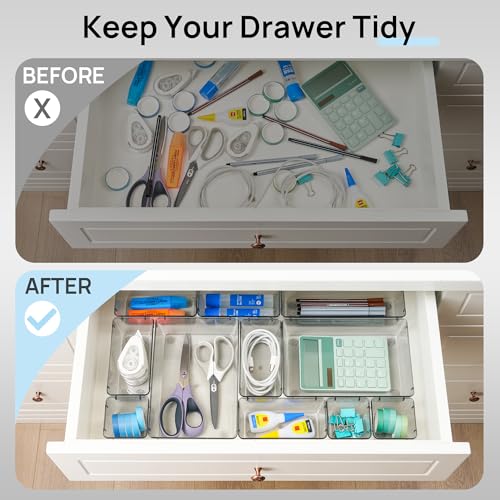 Vtopmart 25 Pack Plastic Drawer Organizers with Non-slip Rubber Pads - color: Transparent Black