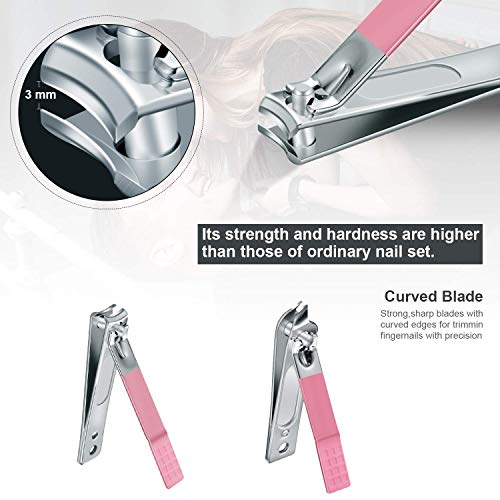 Manicure Set Professional Nail Clippers Kit Pedicure Care Tools- Stainless Steel Women Grooming Kit 18Pcs for Travel or Home (Pink) - color: Sakura Pink