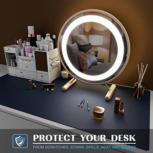 K KNODEL Small Office Desk Mat, Leather Mouse Pad (23.6"x13.8", Dark Blue) - color: Dark Blue, size: 23.6" x 13.8"