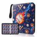 Card Binder 9 Pocket, Blue Baseball, 900 Cards, PU Leather - color: Blue Baseball