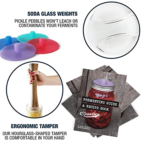 Masontops Complete Mason Jar Fermentation Kit - Easy Small/Regular Mouth Jars Vegetable Fermenting Set - DIY Equipment Essentials - size: Regular Mouth
