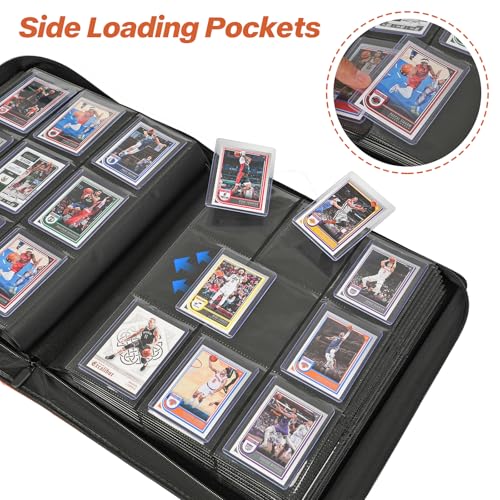 9 Pocket TopLoader Binder, Holds 360 3”x4” Toploader Hard Cases, Sleeves Card Collection Binder, 20 Double Sided Pages, Compatible with Trading & Sports Holder - Orange - color: Orange
