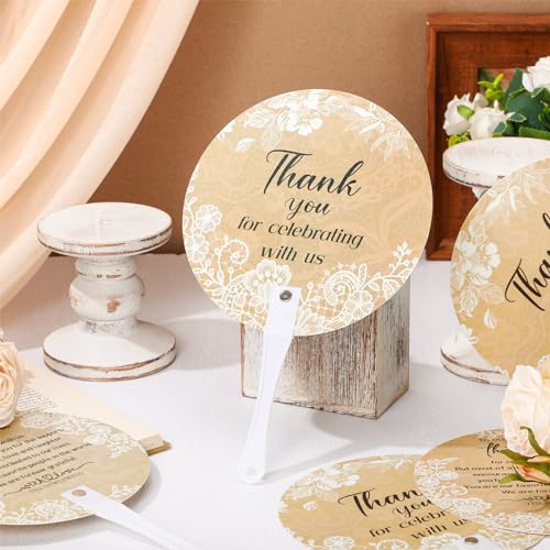 CroBlissful 100 Pcs Wedding Hand Fans for Guests Bulk, Handheld, Flower - style: Lace