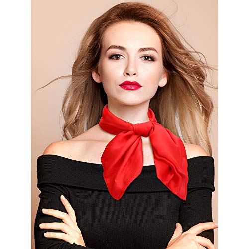 SATINIOR Square Neck Scarf Women - color: Red, size: 23.6 x 23.6 inches